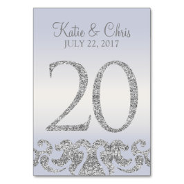 Periwinkle Silver Glitter Se Bordsnumren-20 Bordsnummer