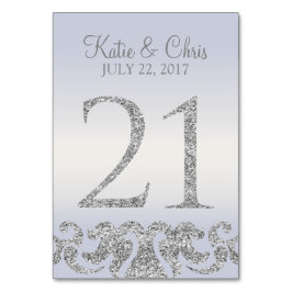 Periwinkle Silver Glitter Se Bordsnumren-21 Bordsnummer