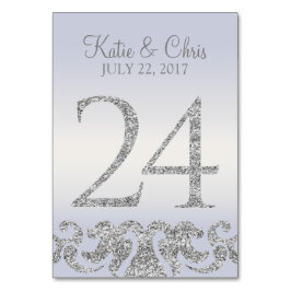 Periwinkle Silver Glitter Se Bordsnumren-24 Bordsnummer