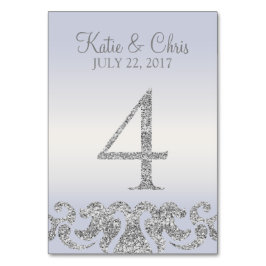 Periwinkle Silver Glitter Se Bordsnumren-4 Bordsnummer