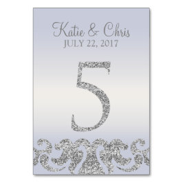 Periwinkle Silver Glitter Se Bordsnumren-5 Bordsnummer