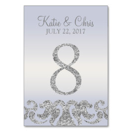 Periwinkle Silver Glitter Se Bordsnumren-8 Bordsnummer