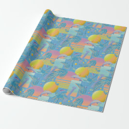 Periwinkle Summer Vaporwave Sunset och Handflatan  Presentpapper