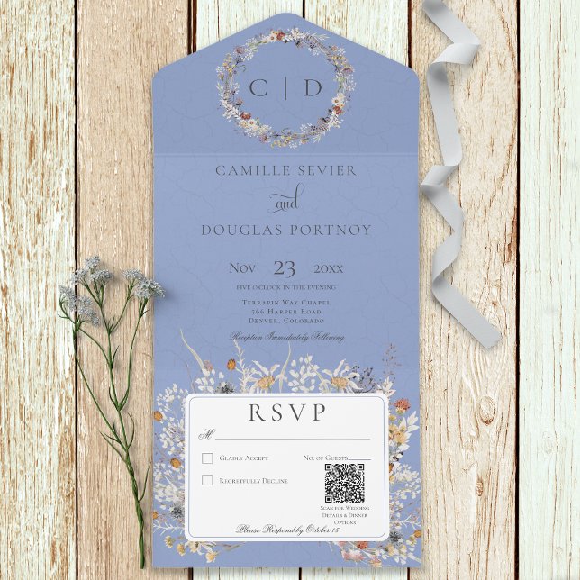 Periwinkle Vintage Romantic Wildblomma QR-kod (Skapare uppladdad)