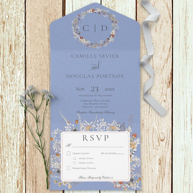 Periwinkle-Vintagen Romantic Wildblommiddag (Skapare uppladdad)
