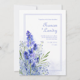 Periwinkle Watercolor Botanical Muscari Frame Inbjudningar