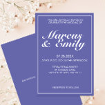 Periwinkle & White Modern Minimalist Bröllop Inbjudningar<br><div class="desc">Modern,  minimalistisk och trendig bröllopsbjudande bjuder in designfunktioner för 2022 färg palett med periwinkle blue bakgrund med vita textblock för anpassade i modernt typsnitt</div>