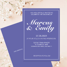 Periwinkle & White Modern Minimalist Bröllop