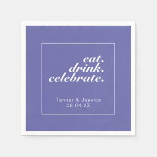 Periwinkle & White Modern Minimalist Bröllop Pappe Pappersservett