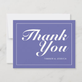 Periwinkle & White Modern Minimalist Bröllop Tack Kort