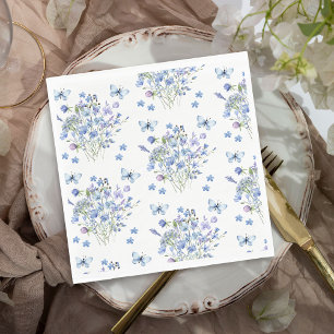 Periwinkle WildblomButterflies Blommigt Bröllop Pappersservett