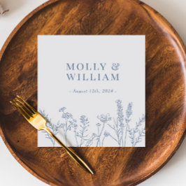 Periwinkle Wildblomma Bröllop Napkins Pappersservett