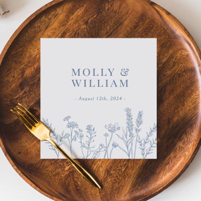 Periwinkle Wildblomma Bröllop Napkins Pappersservett (Skapare uppladdad)