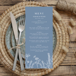 Periwinkle Wildblomme Bröllop Flat Menu Meny