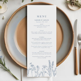 Periwinkle Wildblomme Bröllop Flat Menu Meny
