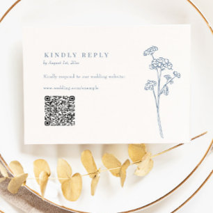 Periwinkle Wildblomme QR-Bröllop OSA Kort