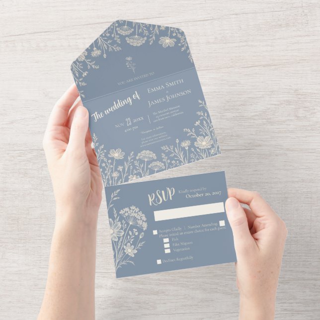Periwinkle Wildflower All in One Invitation (Avrivbar del)