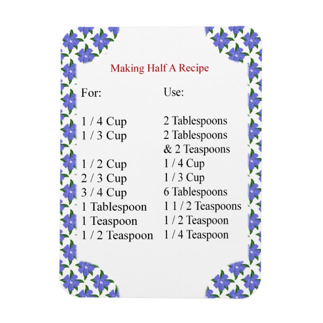 Periwinkles Baking Conversion Chart Photo Magnet (Vertikal)