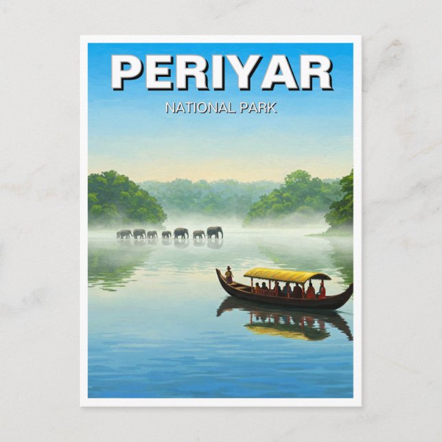 Periyar National Park India Travel Vykort (Framsida)