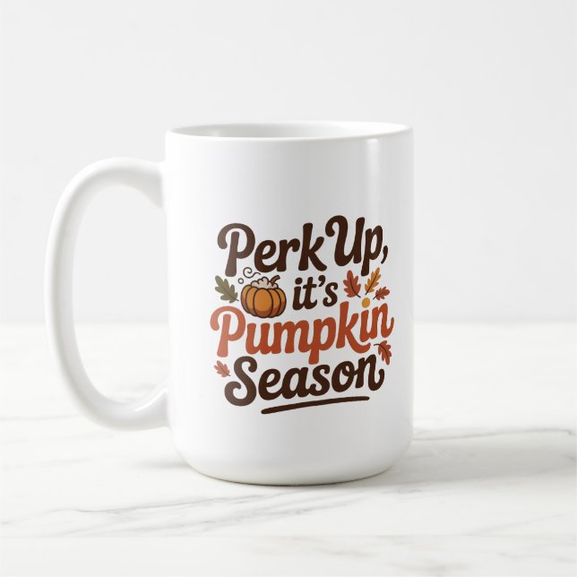 Perk up pumpkin spice coffee quote seasonal cozy kaffemugg (Vänster)