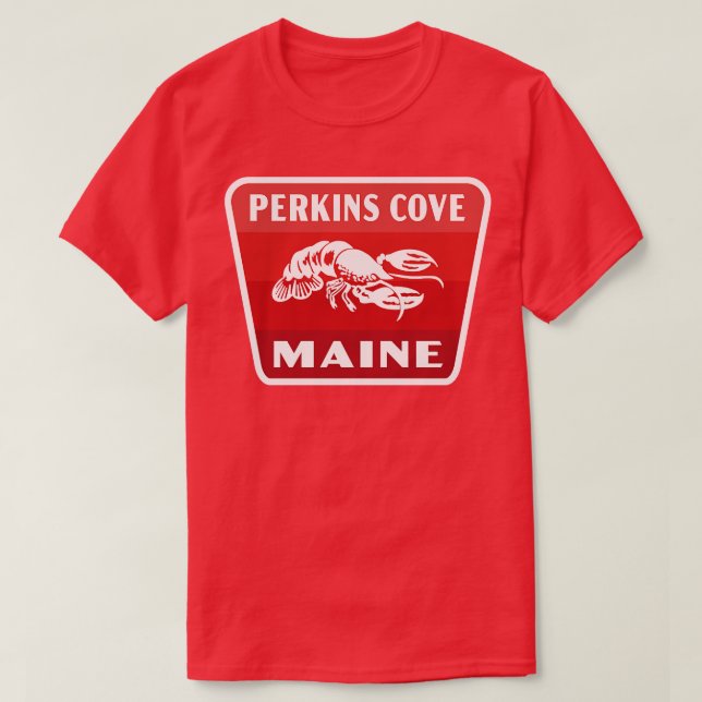 Perkins Cove Maine Retro Badge Red T Shirt (Design framsida)