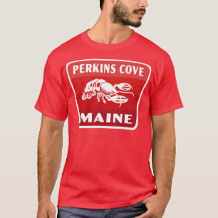 Perkins Cove Maine Retro Badge Red T Shirt
