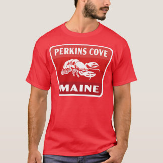 Perkins Cove Maine Retro Badge Red T Shirt