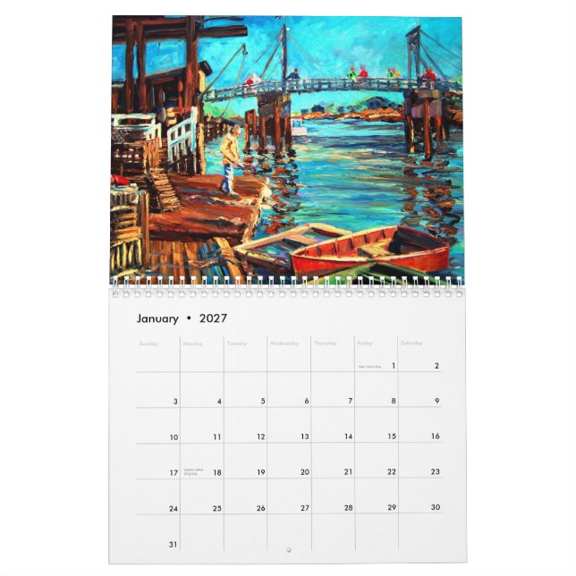 Perkins Cove, Ogunquit, Maine väggkalender Kalender (Jan 2027)