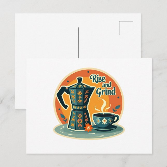 Perkolerande Minnen: Vintage Kaffestunder Vykort (Fram/baksida)