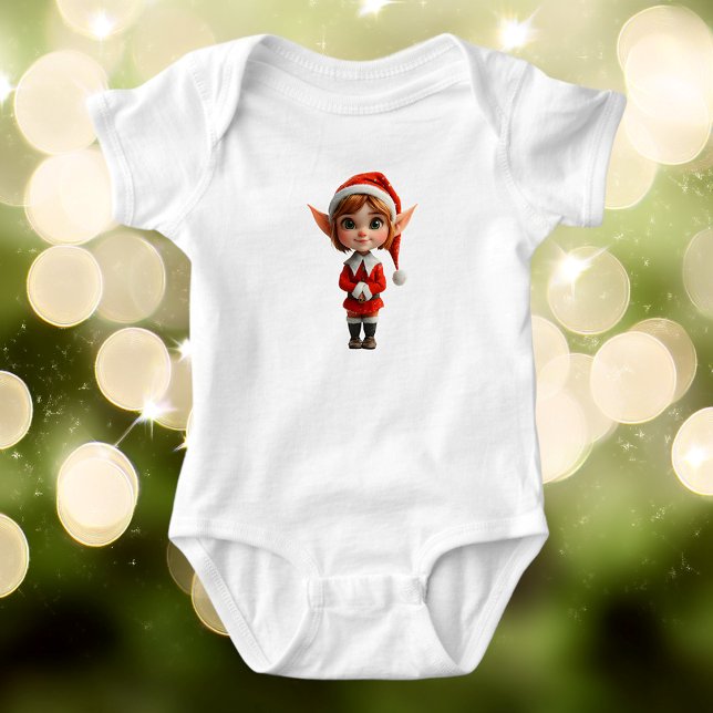 Perky Girl Jul Elf Baby Bodydräkt T Shirt (Skapare uppladdad)
