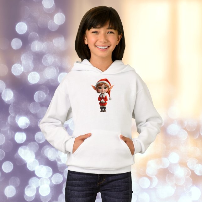 Perky Girl jul Elf Girl's Hoodie T Shirt (Skapare uppladdad)