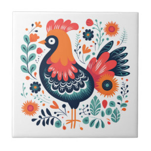Perky Tupp Scandinavian Folk Art Kakelplatta