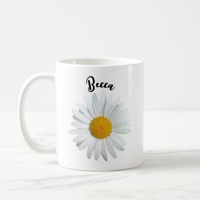 Perky White Daisy Flower Personlig mugg (Vänster)