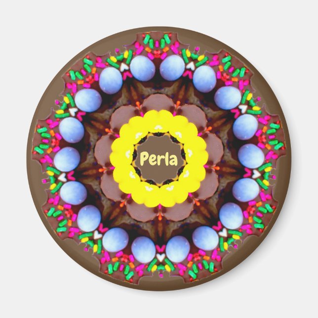 Perla ~ Personlig Påsk Mönster Fractal ~ Magnet (Framsidan)