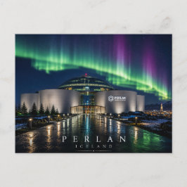 Perlan kupolen Reykjavík siluett Island Aurora Vykort