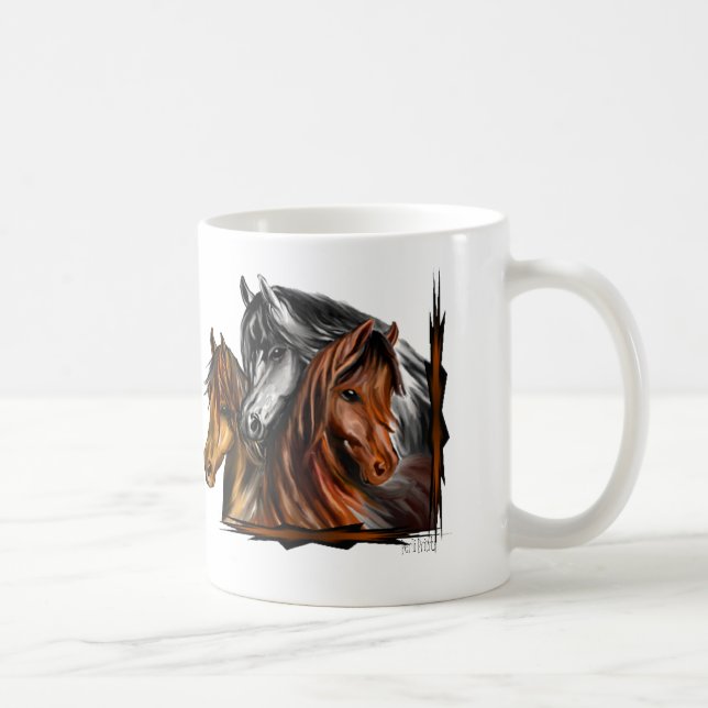 PerliPrints3Horsesz Kaffemugg (Höger)