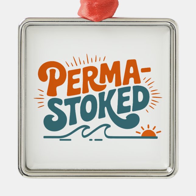 Perma-Stoked Vågor Julgransprydnad Metall (Framsidan)