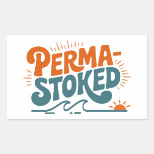 Perma-Stoked Vågor Rektangulärt Klistermärke