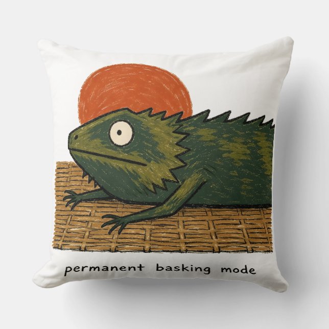Permanent Basking Mode Skäggagamen Konst Kudde (Framsida)