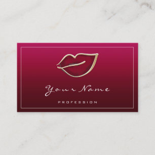 Permanent Makeup Beauty Kiss Läppar QR LOGOTYP Red Visitkort