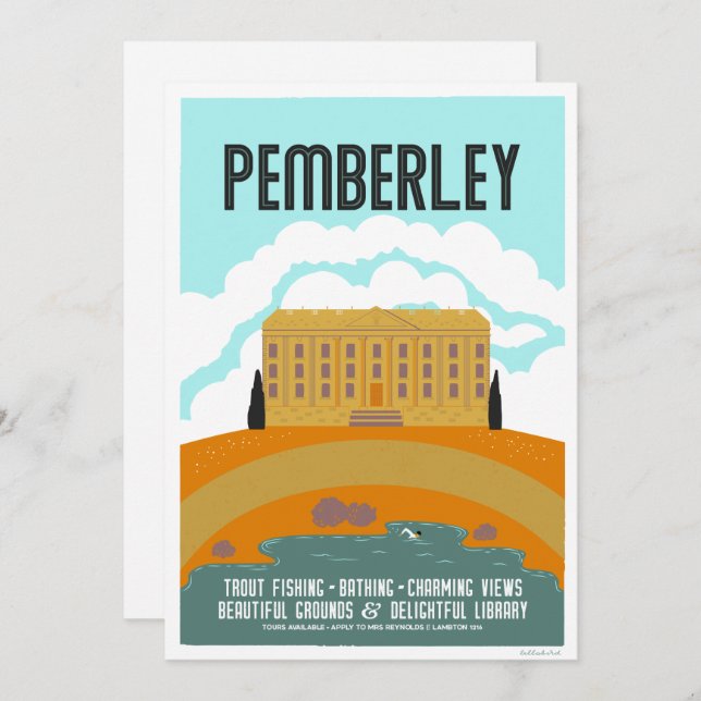 Permberley Vintage resor Poster Inbjudningar (Fram/baksida)