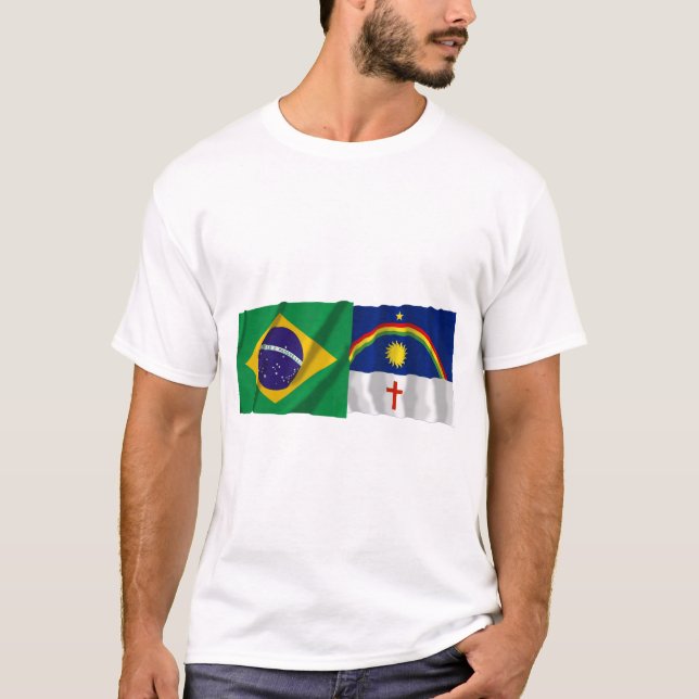Pernambuco & Brasilien som vinkar flaggor Tee Shirt (Framsida)