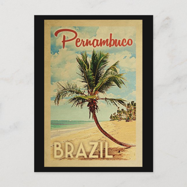 Pernambuco Handflatan Träd Vintage resor Vykort (Framsida)