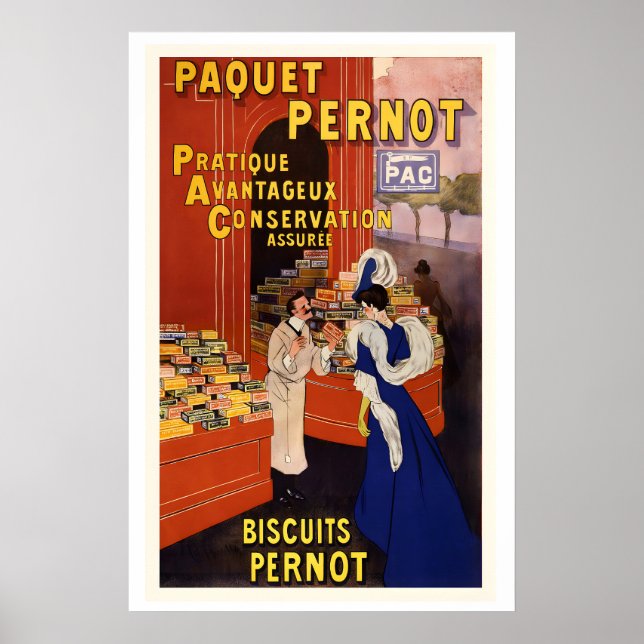 Pernot Biskuitförpackning Franska kakor Reklam Poster (Framsidan)