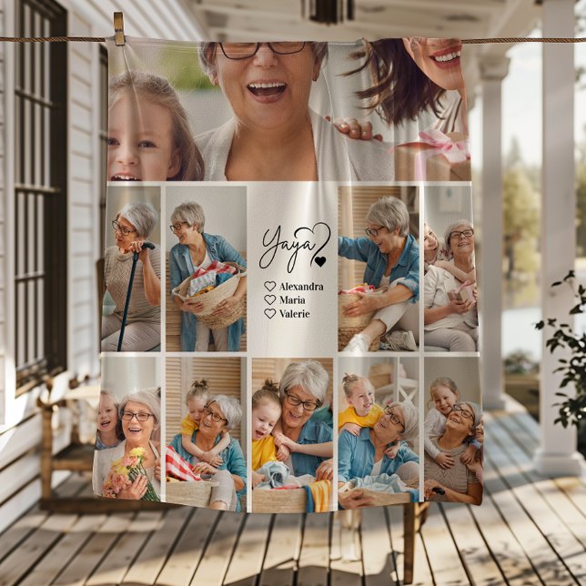 Peronalized 10 Photo Yaya Minimalist Line Art Fleecefilt (Skapare uppladdad)