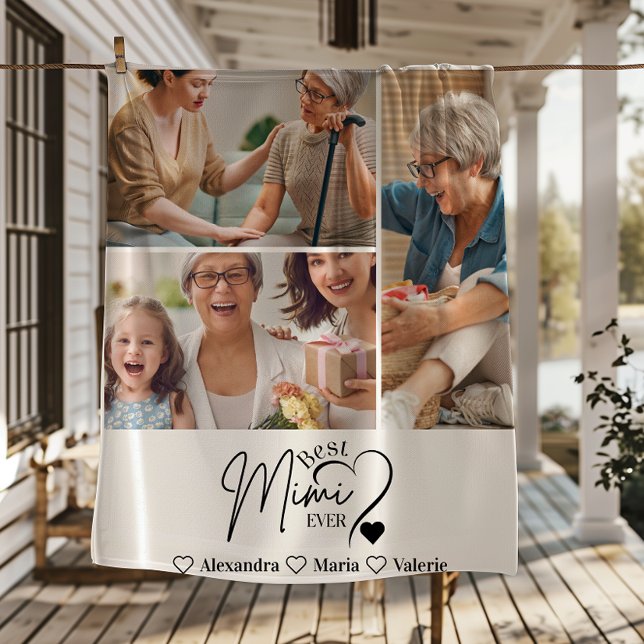 Peronalized 3 Photo Best Mimi Ever Minimalist Fleecefilt (Skapare uppladdad)