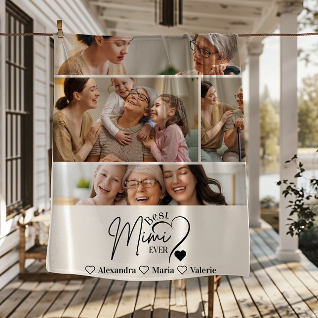 Peronalized 4 Photo Best Mimi Ever Minimalis Fleecefilt (Skapare uppladdad)
