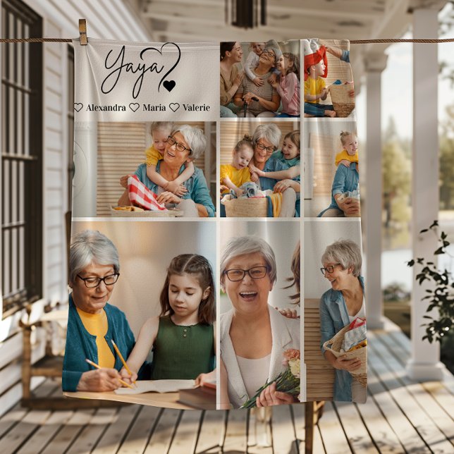 Peronalized 8 Photo Yaya Minimalist Line Art Fleecefilt (Skapare uppladdad)