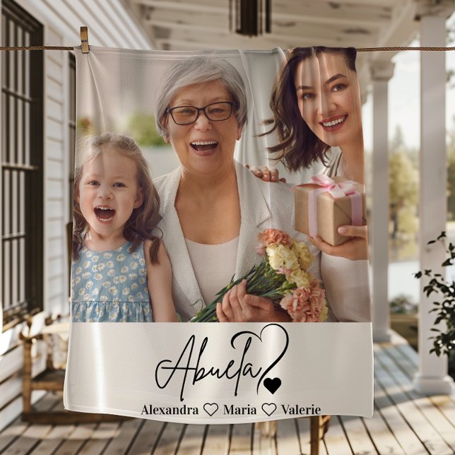 Peronalized Photo Abuela Minimalist Line Art Fleecefilt (Skapare uppladdad)