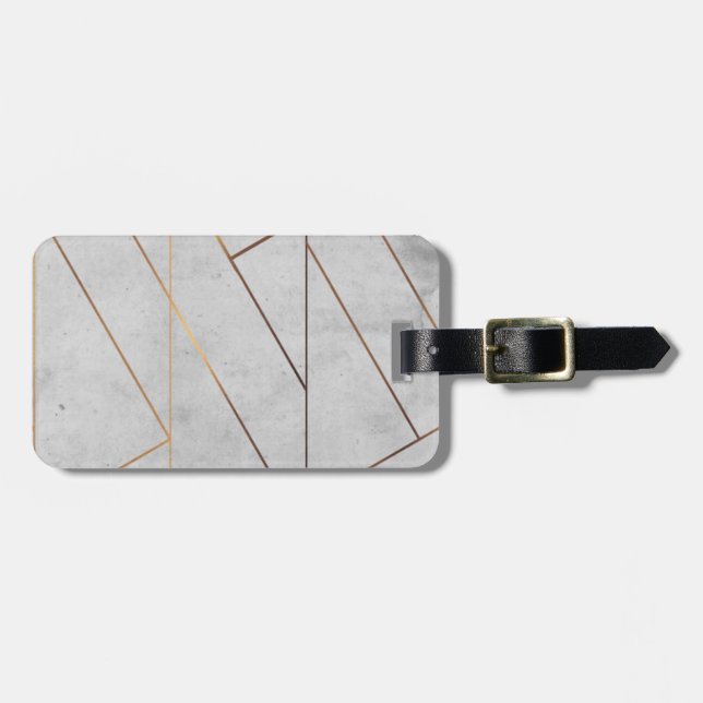 Peroniserad Grått Marble Guld Geometric Bagagebricka (Horisontell Framsida)